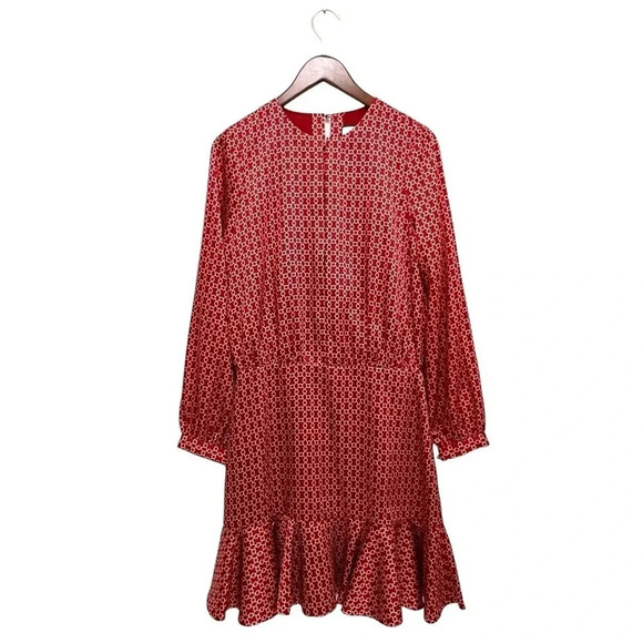 ALEXIS Coretti Mini Dress Blouson Top Flounce Hem Printed Preppy Coastal Size M - Picture 5 of 12